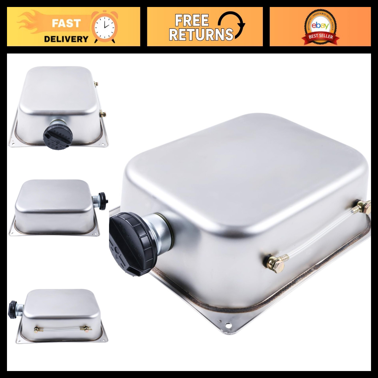 7L Stainless Steel Gas Fuel Tank Reservoir - 1.85 Gallon External Auxiliary Tank