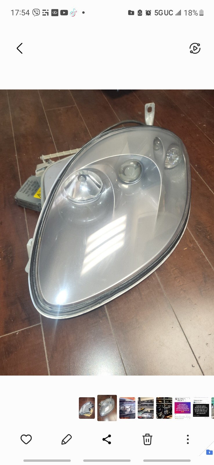 Left Gas Headlight Silver Ferrari 360 Modena Spider Challenge Stradale