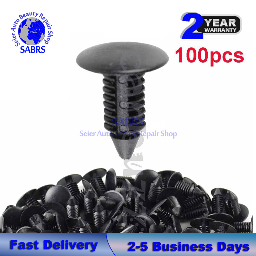 100 BLACK NYLON CHRISTMAS TREE CLIPS For GM 1595864 1605396 AUTO BODY FASTENERS