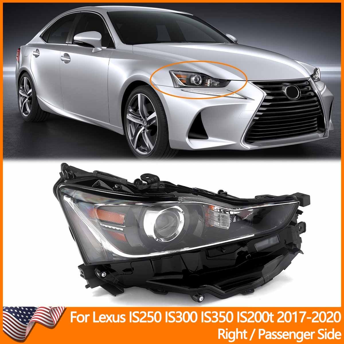 For 2017-2020 Lexus IS250 IS300 IS350 IS200t LED Headlight Assembly Right Side For 2017-2020 Lexus IS250 IS300 IS350 IS200t LED Headlight Assembly Right Side