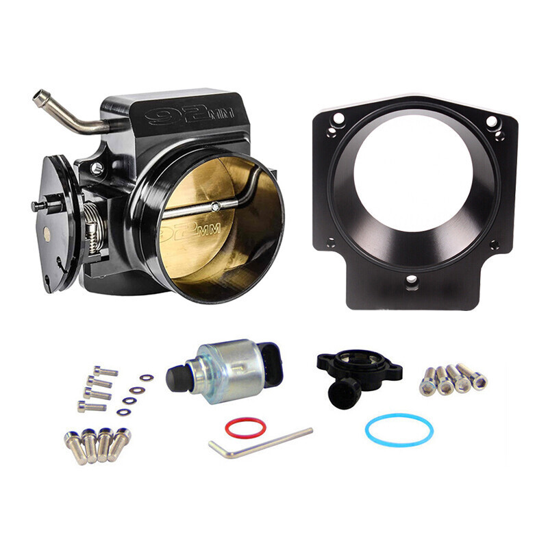 For Chevy GM Gen III LSX LS LS1 LS2 92mm Throttle Body+TPS IAC+Adapter Plate Fit