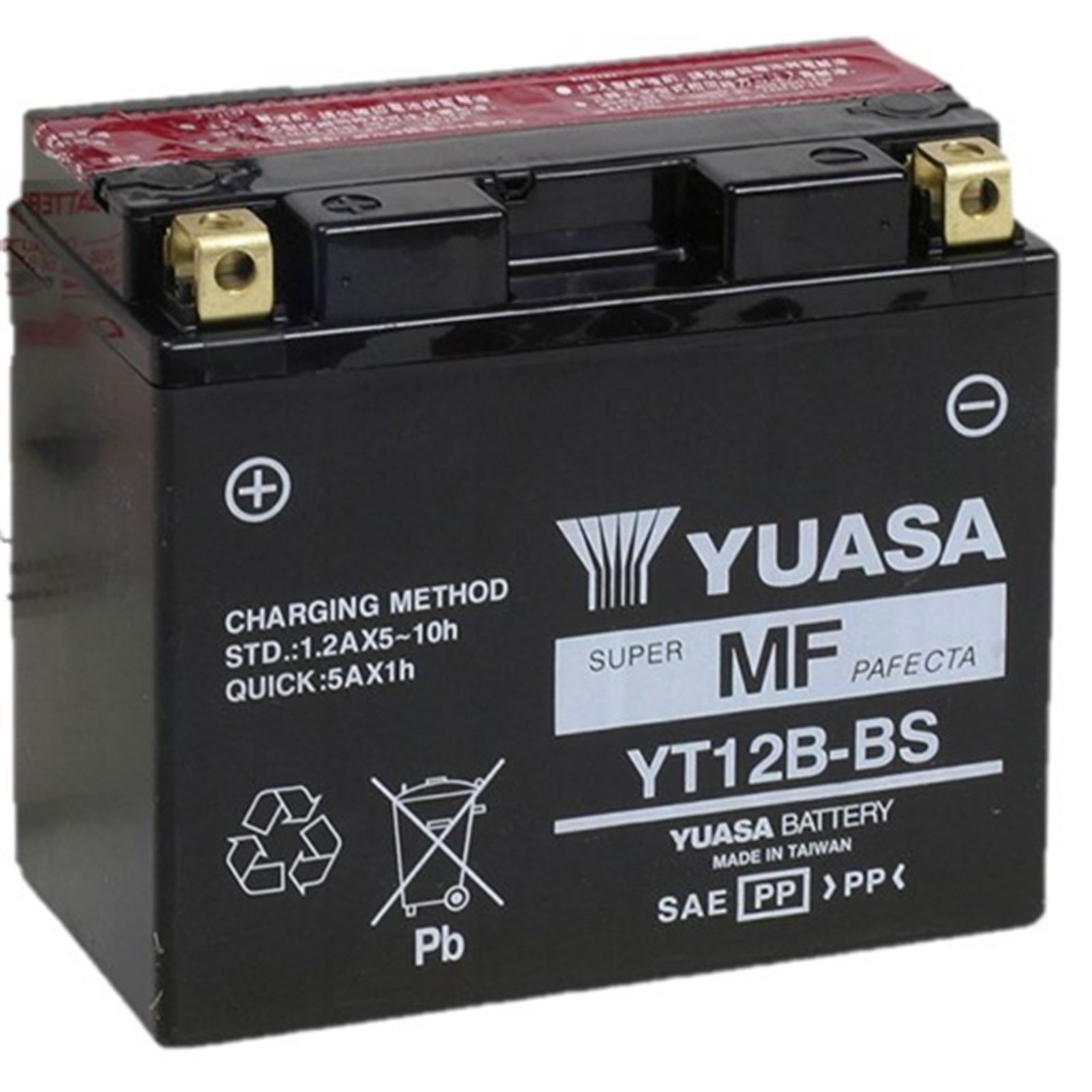 Yuasa AGM Battery - 12V - 10ah - .YT12B-BS - .52 Liter YUAM6212B
