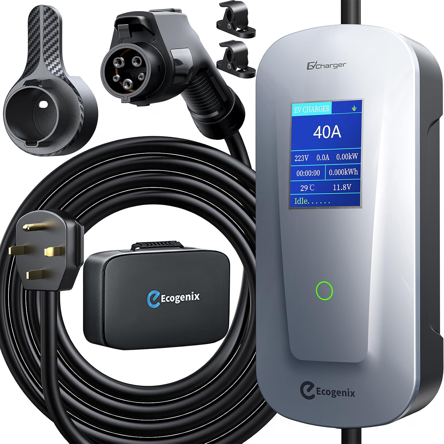 ecogenix Level 2 EV Charger 40A 25ft NEMA 14-50 with J1772 Charger ecogenix Level 2 EV Charger 40A 25ft NEMA 14-50 with J1772 Charger