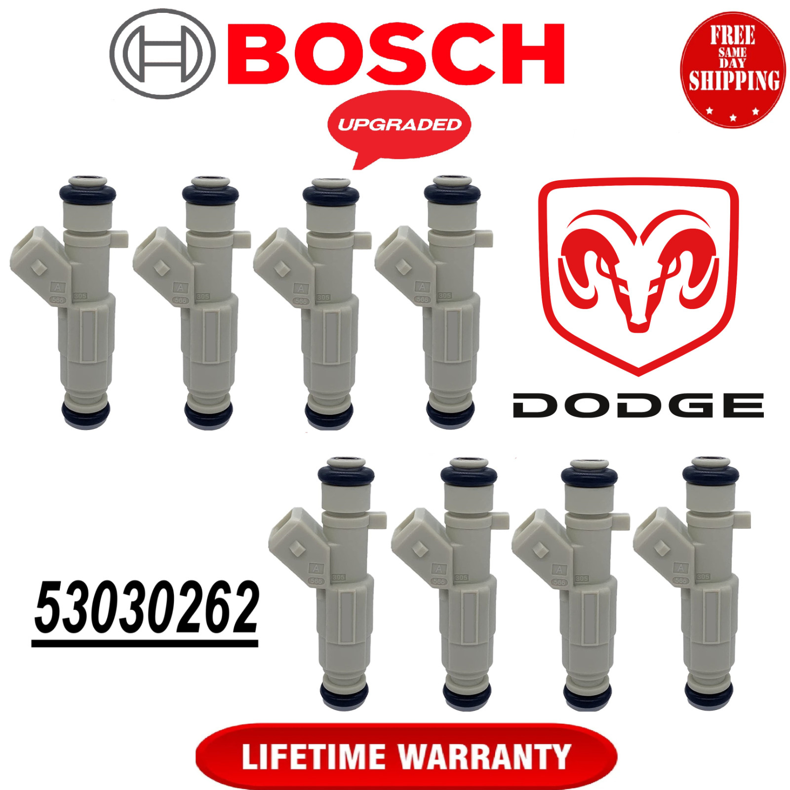HP UPGRADE OEM BOSCH x8 4 hole IVgen 24LB Fuel Injectors for 92-95 DODGE 5.2 5.9