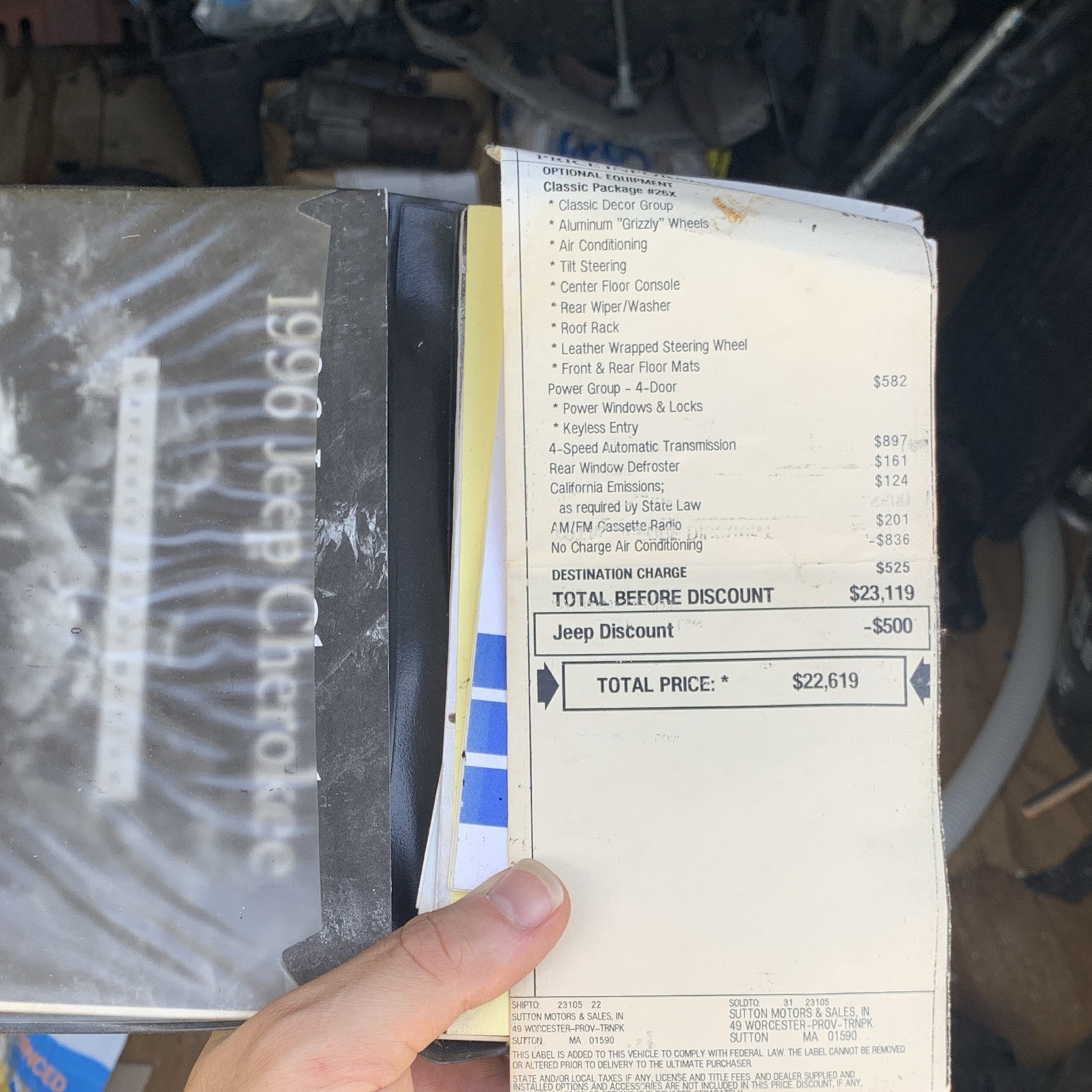 1996 Jeep Cherokee Original Sales Brochure And Information Folder