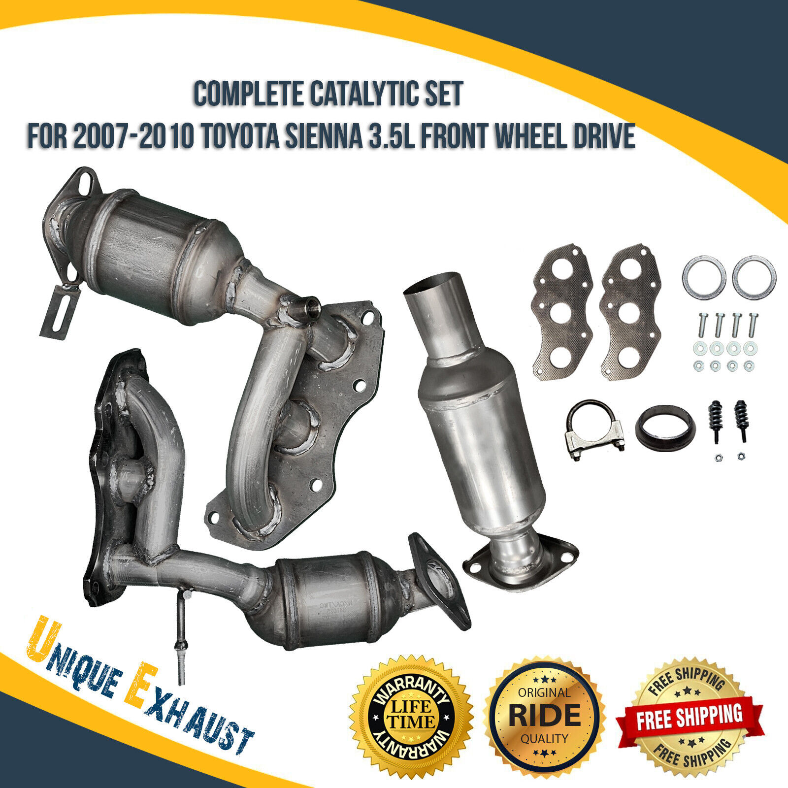 Complete Catalytic Set for 2007-2010 Toyota Sienna 3.5L FRONT WHEEL DRIVE