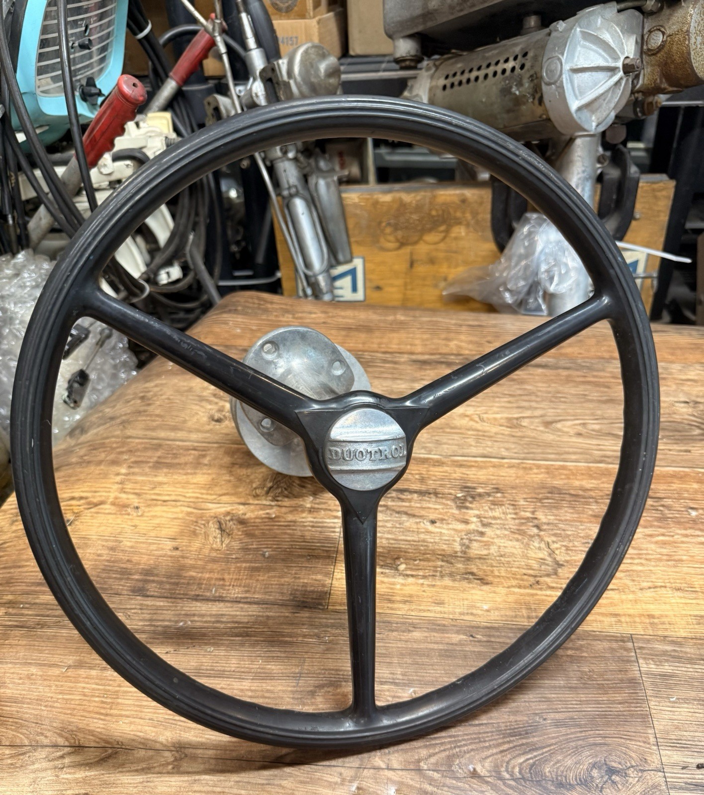 Vintage DUOTROL Steering Wheel 15” diameter for Boat w/ Spool NICE Vintage DUOTROL Steering Wheel 15” diameter for Boat w/ Spool NICE