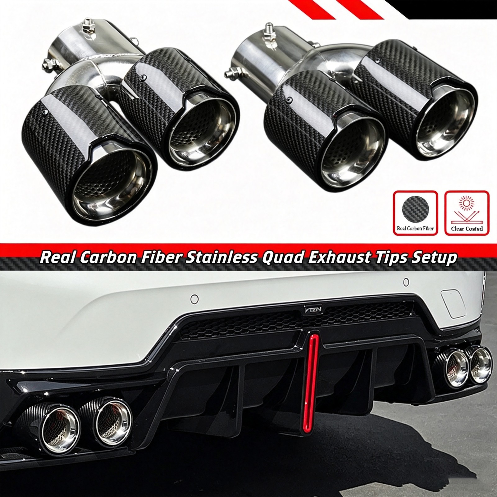 FOR BMW M240i M440i M550i Z4 M40i CARBON FIBER STAINLESS STEEL QUAD EXHAUST TIP FOR BMW M240i M440i M550i Z4 M40i CARBON FIBER STAINLESS STEEL QUAD EXHAUST TIP