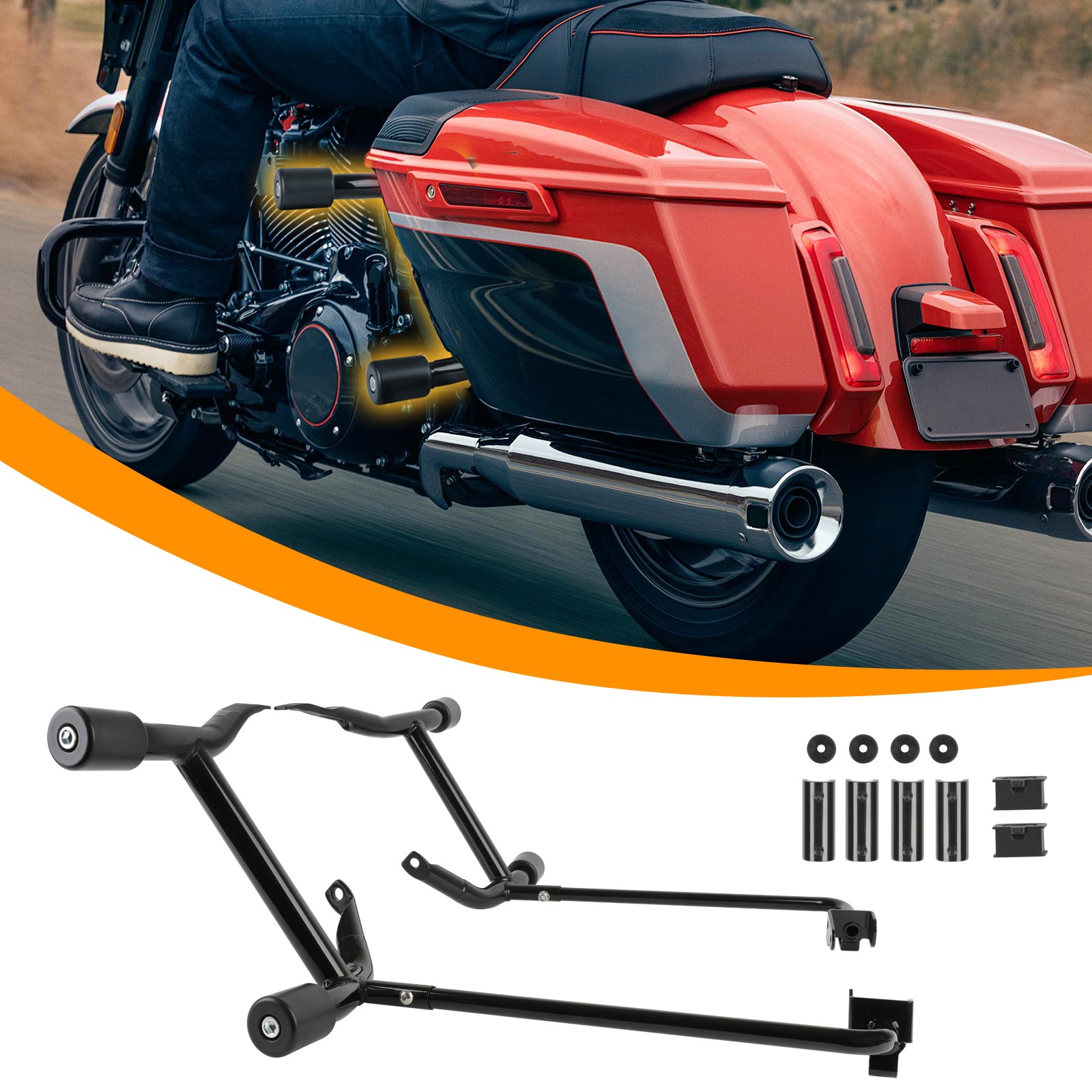 Saddlebag Tip-Over Crash Bar Flat-Out Bar For Harley Road Glide FLTRX 2024-2025