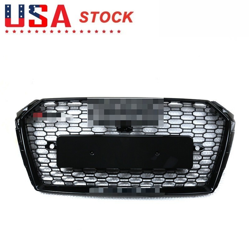 Gloss Black Front Honeycomb Mesh Grille RS4 Style for Audi A4 S4 B9 2017-2018