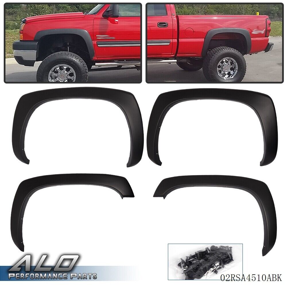 Fit For 99-07 Chevy Silverado GMC Sierra Factory Style Fender Flares Matte Black