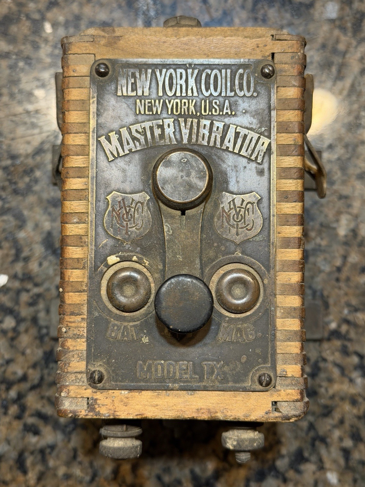 Antique New York Coil Co Master Vibrator Model FX Brass Era Auto Ignition 1910s