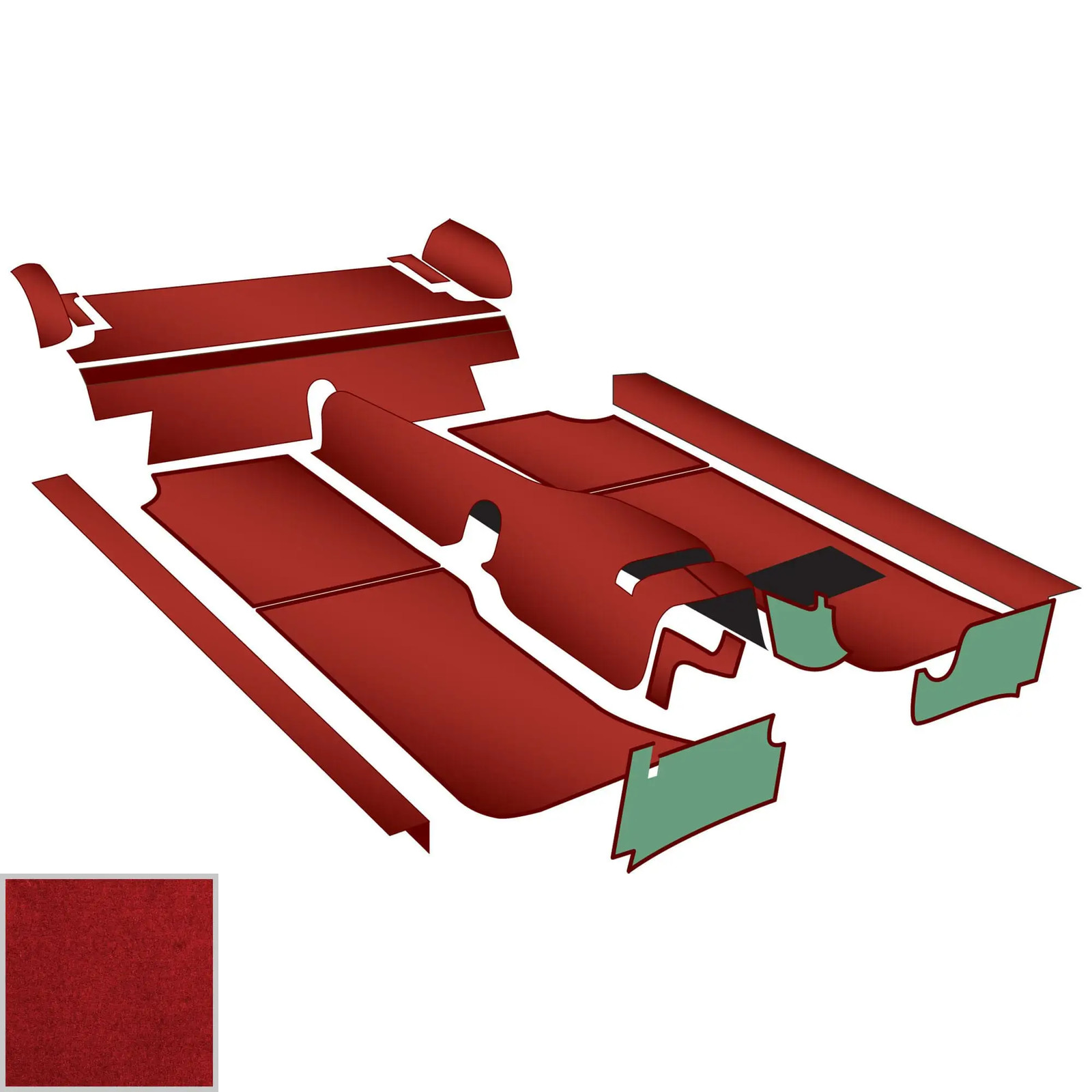 Moss Handcrafted Carpet Kit, Red, 1962-67 RD - MGB 1962-67 RD Moss Handcrafted Carpet Kit, Red, 1962-67 RD - MGB 1962-67 RD