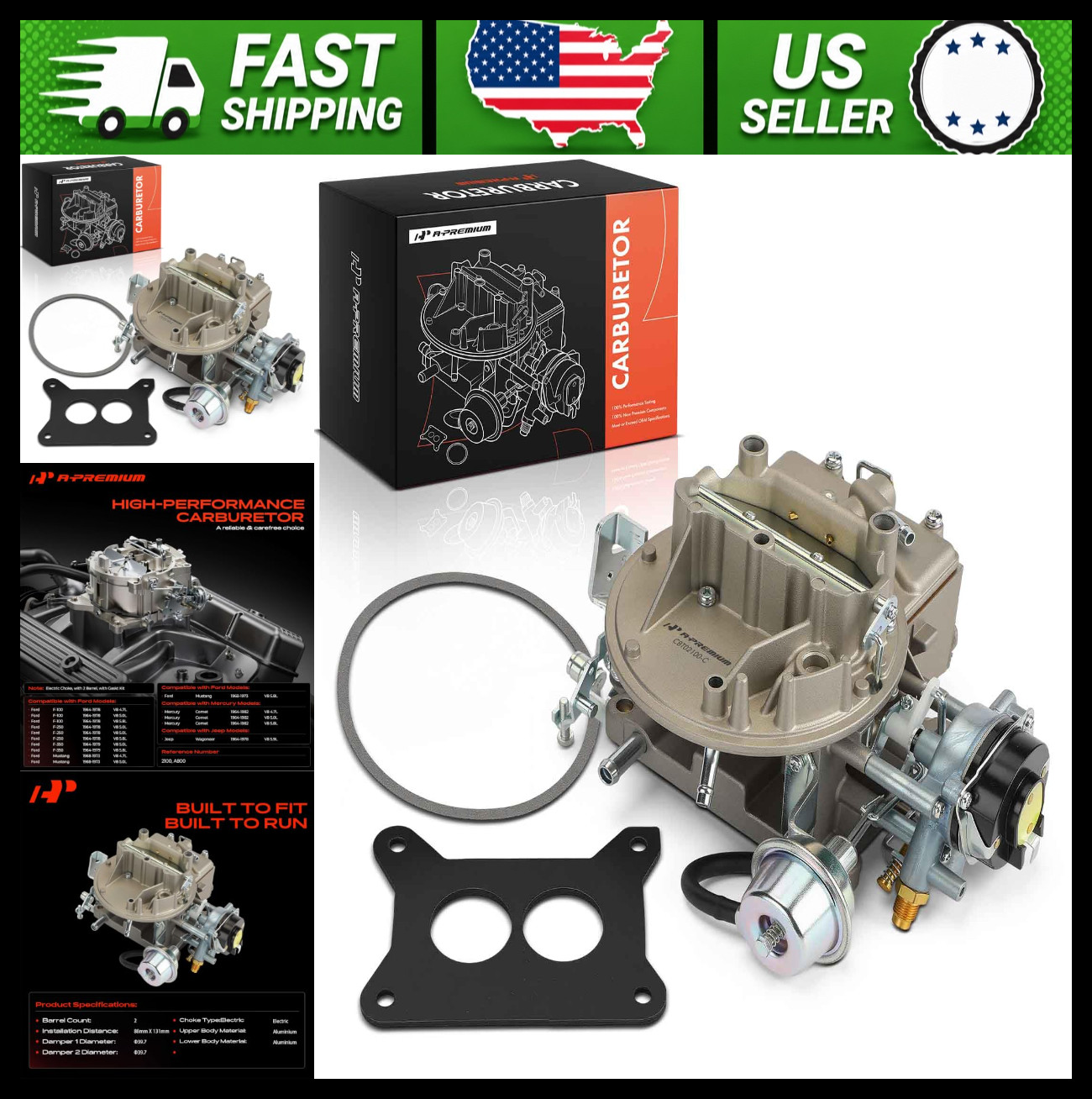 A-Premium 2-Barrel Carburetor Carburettor A-Premium 2-Barrel Carburetor Carburettor