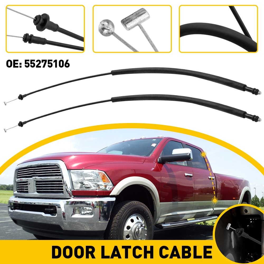 LH+RH Rear Door Latch Release Cable For 98-02 Dodge Ram 1500 2500 3500 Pickup