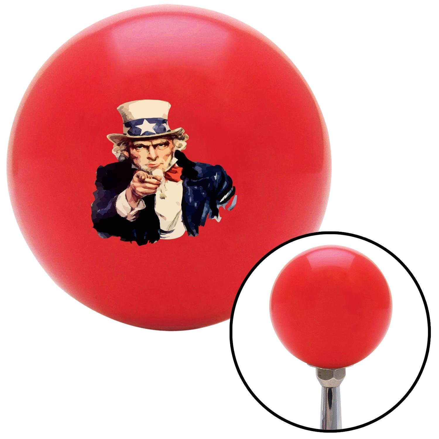 Uncle Sam Red Shift Knob w/ M16x1.5 Insert Shifter Auto Manual Custom Automatic