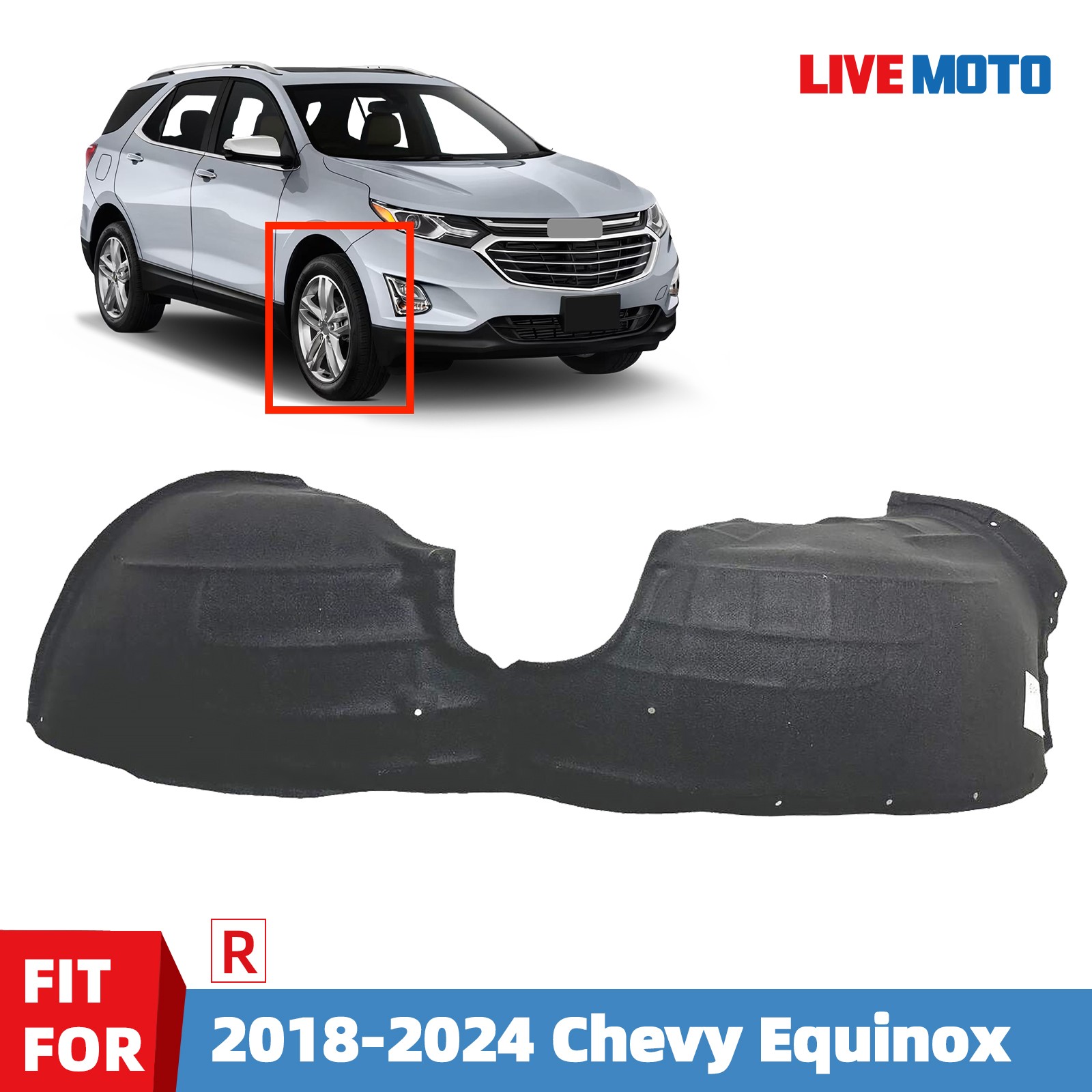 Front Right Passenger Fender Liner For 2018-2027 Chevy Equinox Thermo W/ Clips