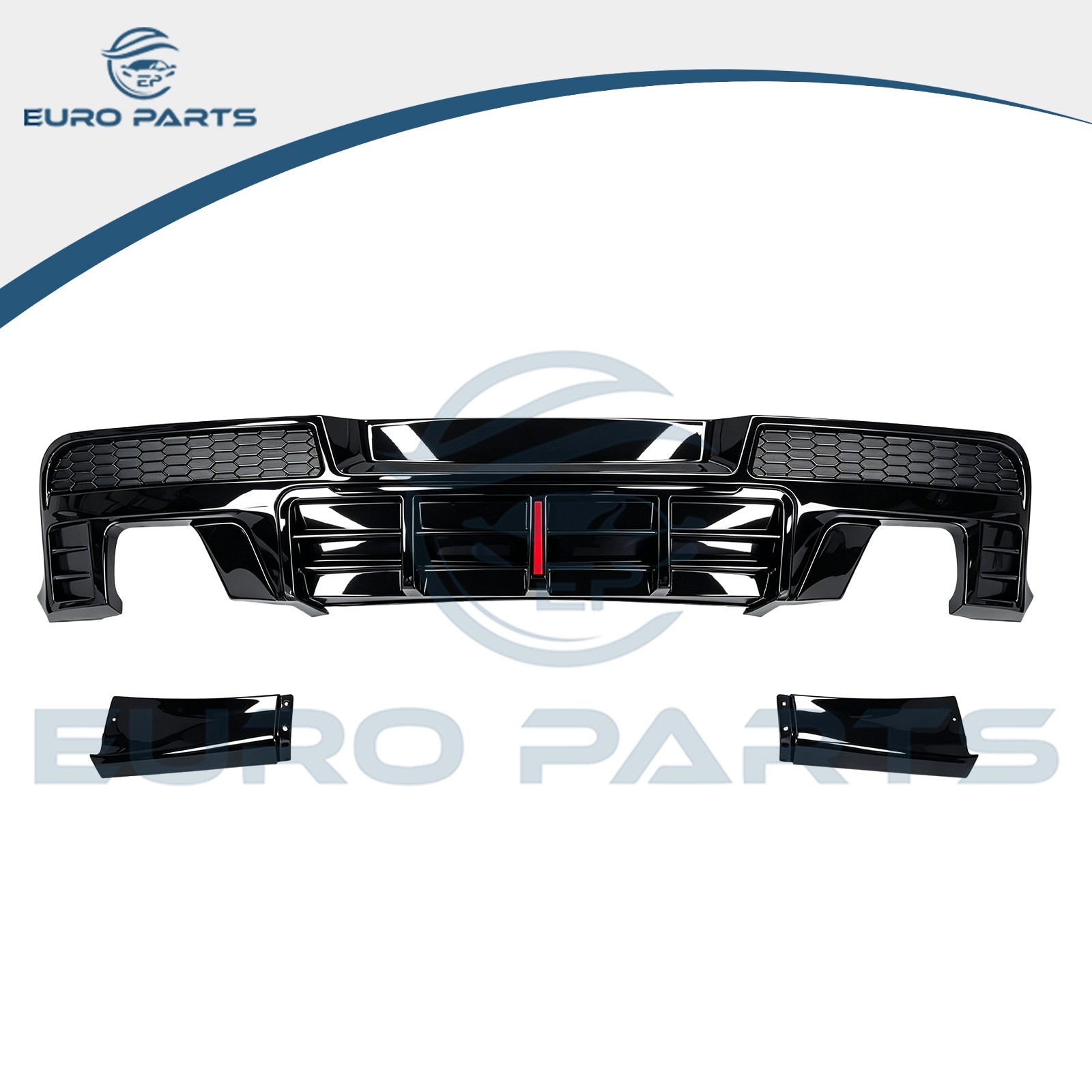 For 2014-2015 Chevy Camaro RS Style Rear Diffuser Bumper Lip Gloss Black w/Light