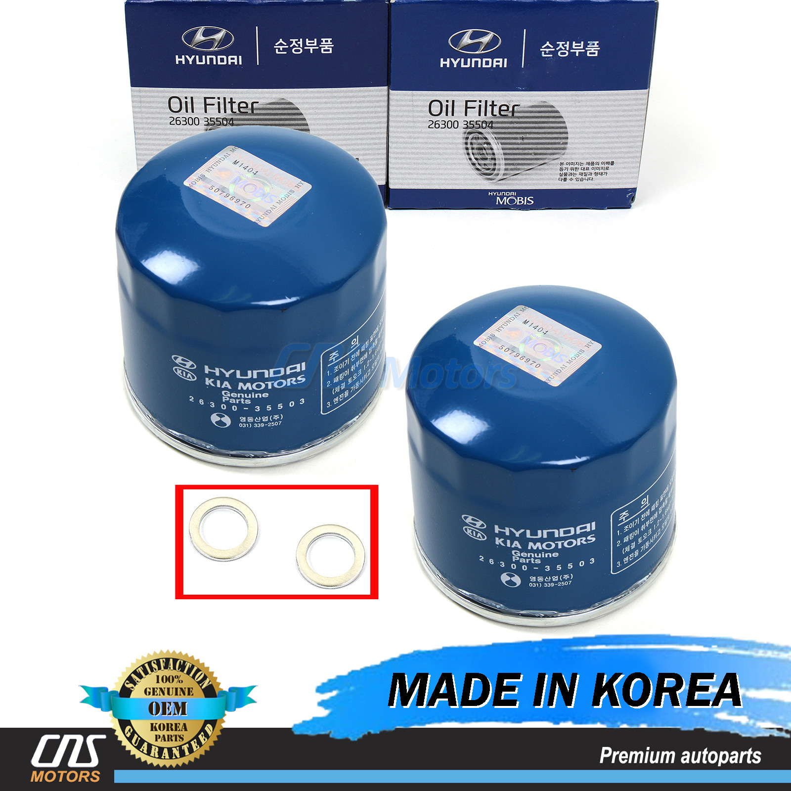 ⭐GENUINE⭐ Engine Oil Filters & Washers 2PACK for Genesis Hyundai Kia 2630035505