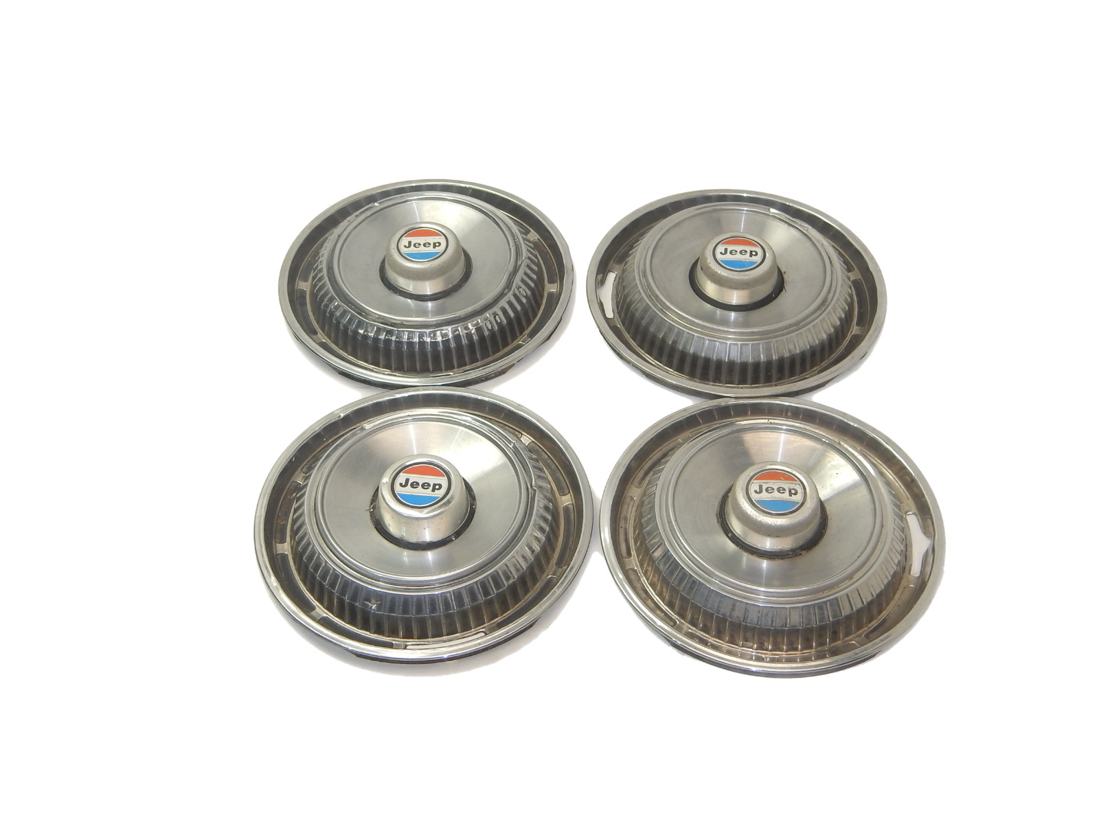Jeep CJ Wagoneer SJ FSJ 74-79 OEM Factory 15 Inch Wheel Center Cap Set Jeep CJ Wagoneer SJ FSJ 74-79 OEM Factory 15 Inch Wheel Center Cap Set