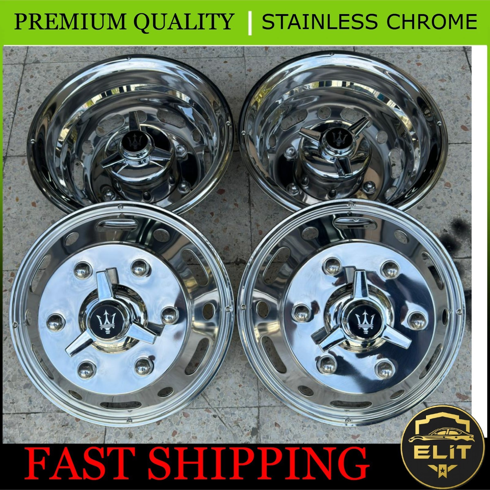 16'' Wheel Trim Covers Set For Iveco Daily Heavy 2014+ Stainless Steel Sleeves