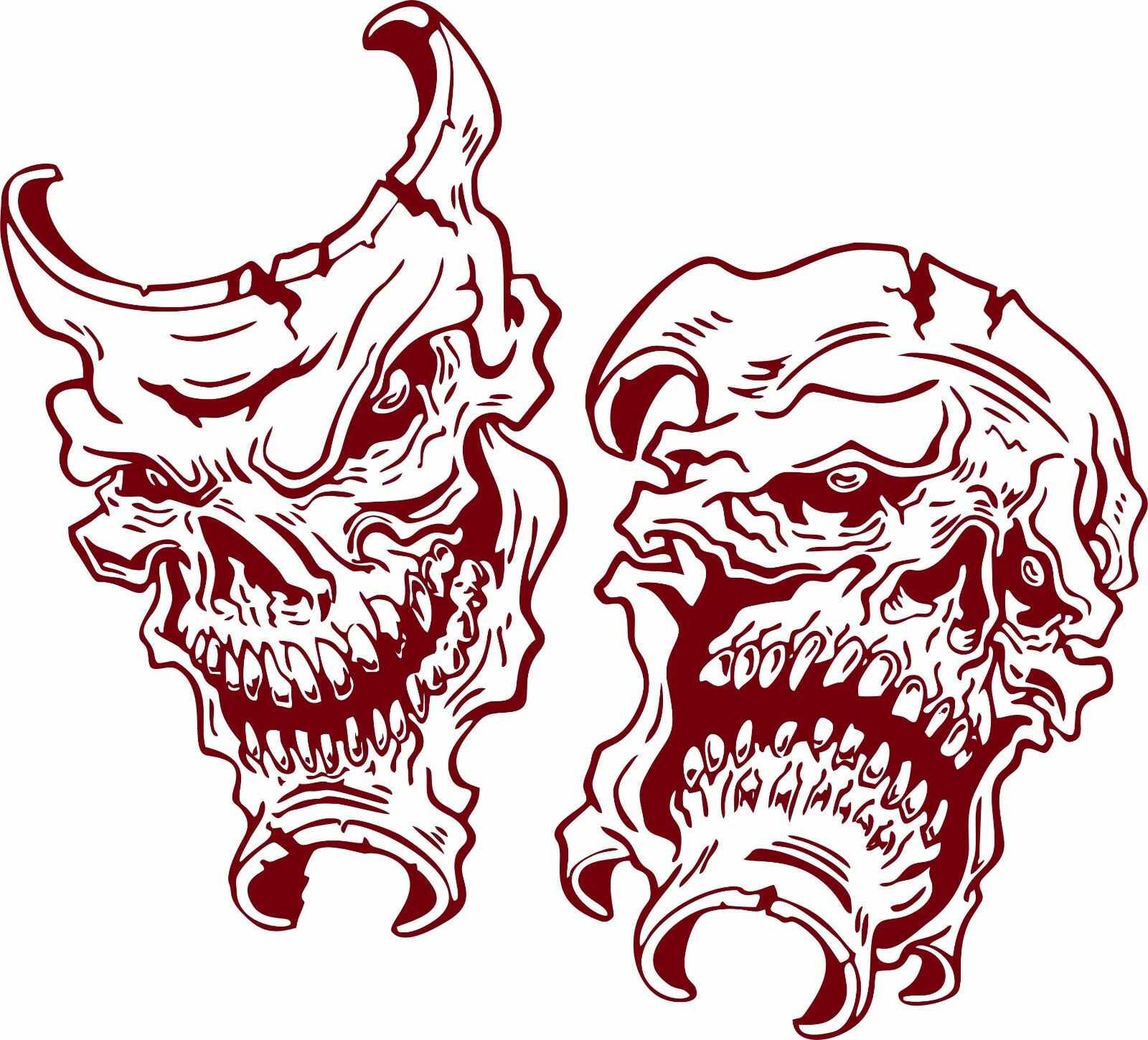 Happy Sad Evil Face Skull Joker Clown Car Boat Truck Window Vinyl Decal Sticker