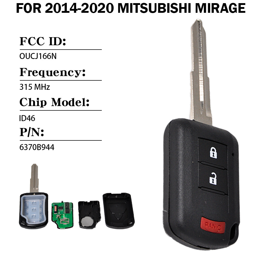 1/2pcs For 2014-2020 MITSUBISHI MIRAGE KEYLESS REMOTE KEY FOB OUCJ166N 3 BUTTON