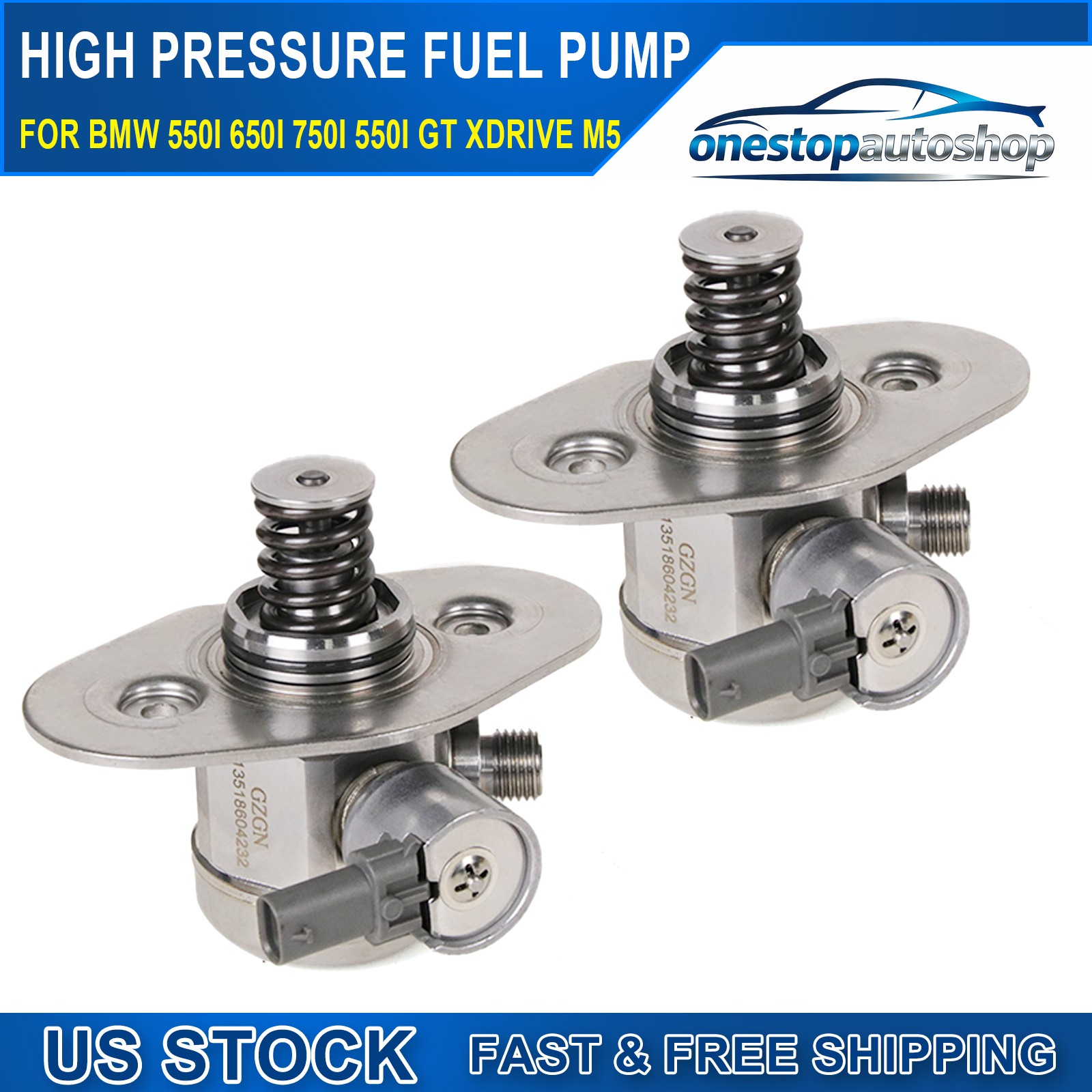 2PCS High Pressure Fuel Pump For BMW 550i 650i 750i M5 M6 X6 4.4L V8 2013-2019