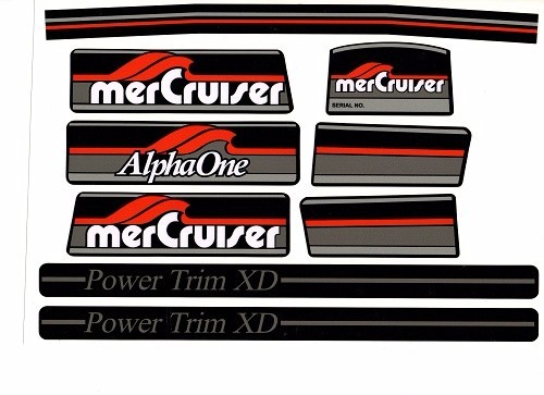 MERCRUISER  MOST COMPLETE ALPHA ONE GEN ONE W/GRAY RAMS STICKER SET