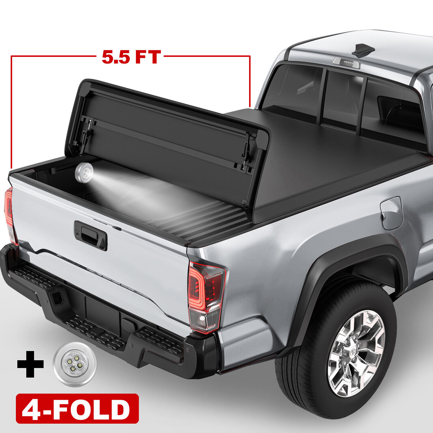 5.5FT 4 Fold Truck Bed Tonneau Cover Soft For 2007-2013 Toyota Tundra Waterproof