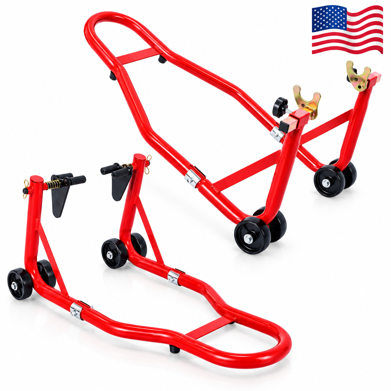 1000LB Motorcycle Stand Sport Bike Front Rear Wheel Lift Paddock Swingarm Stand