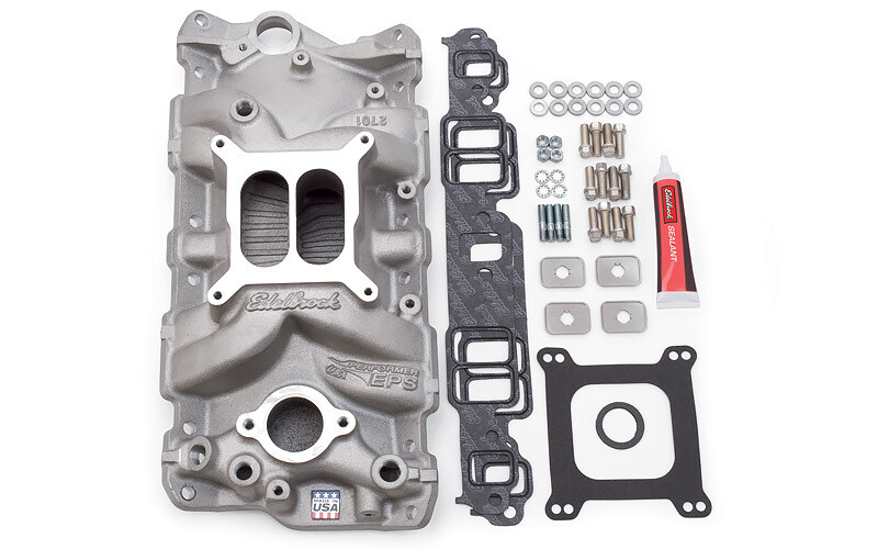 Edelbrock 2040 Performer EPS Manifold w/ Gaskets, Bolts, Studs for Chevrolet SBC