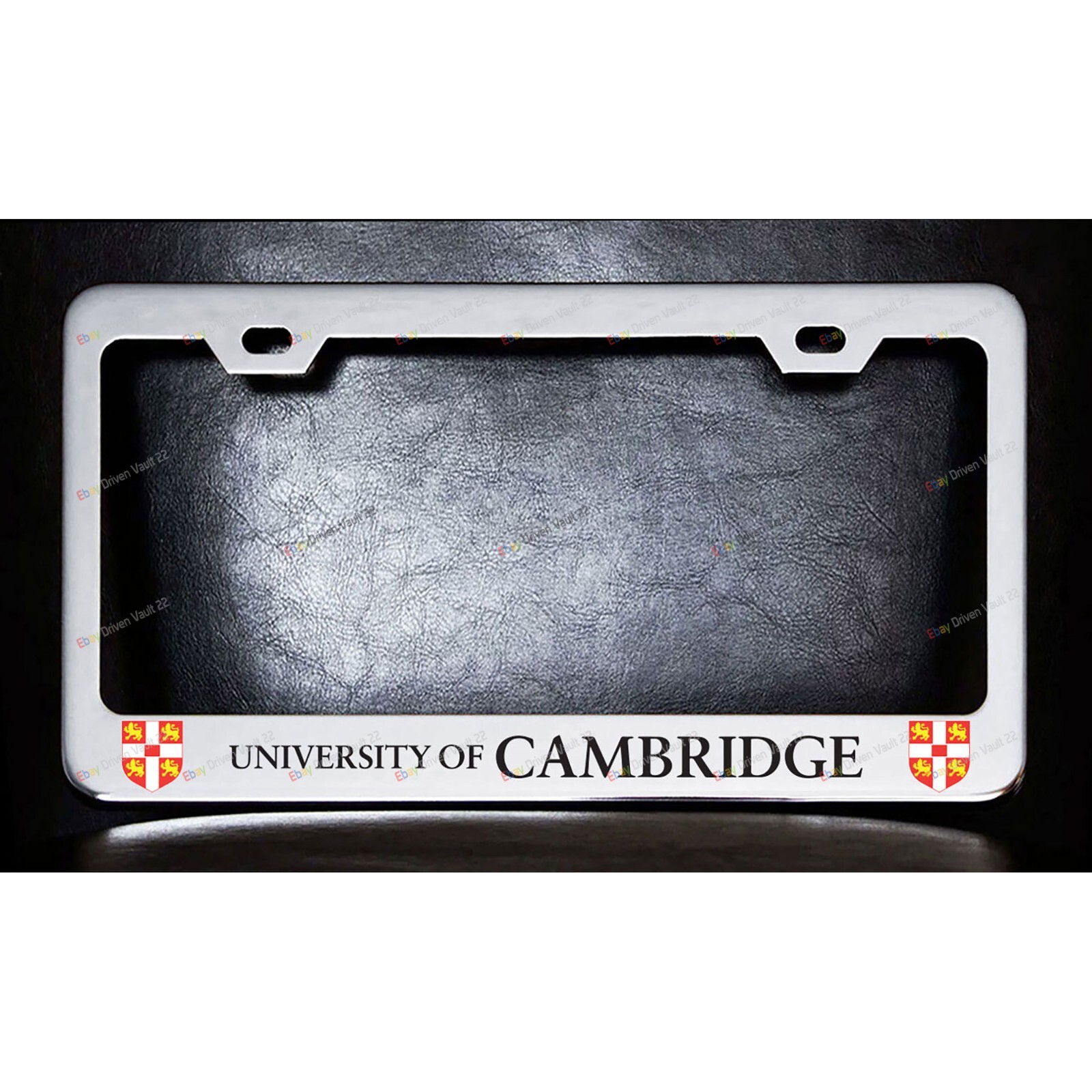University Of Cambridge Custom Made Chrome Metal License Plate Frame Screw Caps