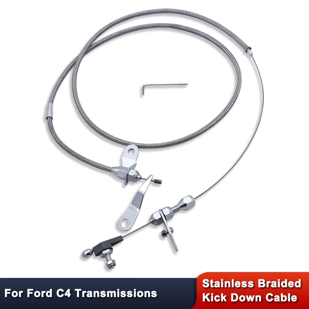 For Ford C4 C-4 Detent Stainless Braided KickDown Cable Transmission Trans