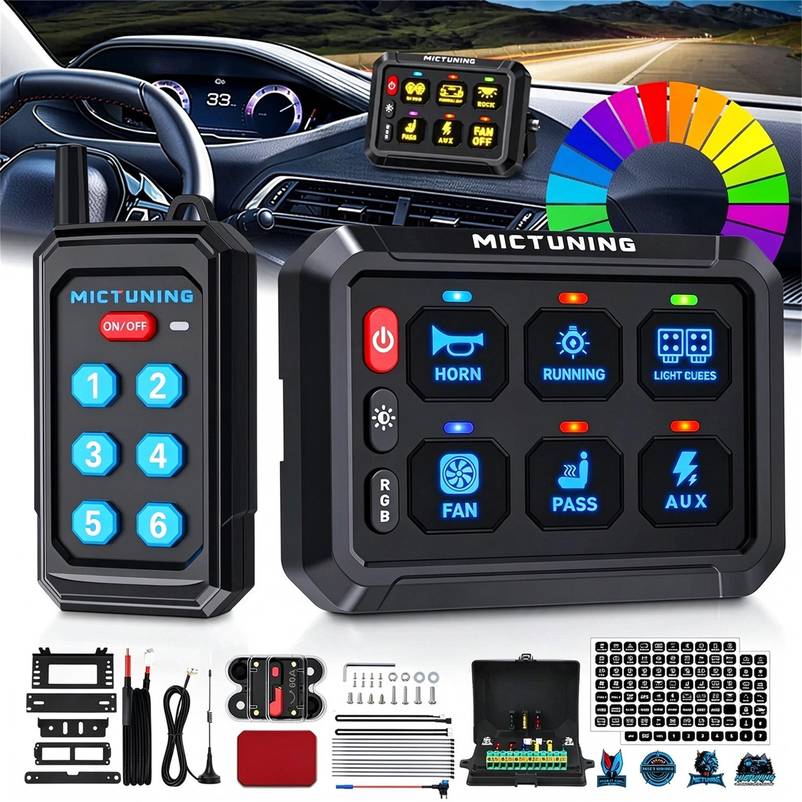 6/8/12 Gang RGB Switch Panel 12v Wireless Remote LED Light Circuit Relay System
