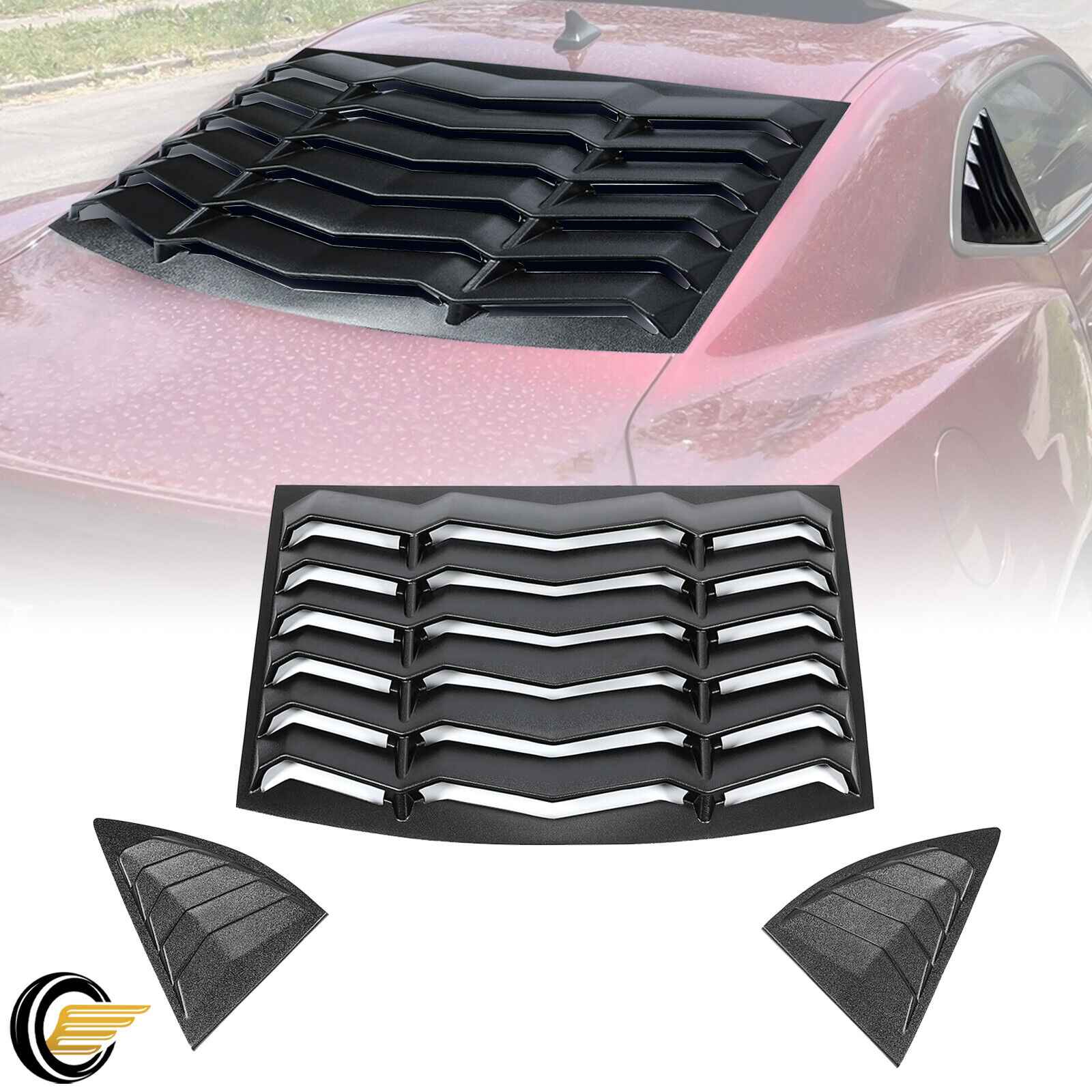 Rear & Side Window louvers Sun Shade Cover for Chevy Camaro 10-15 GT Lambo Style