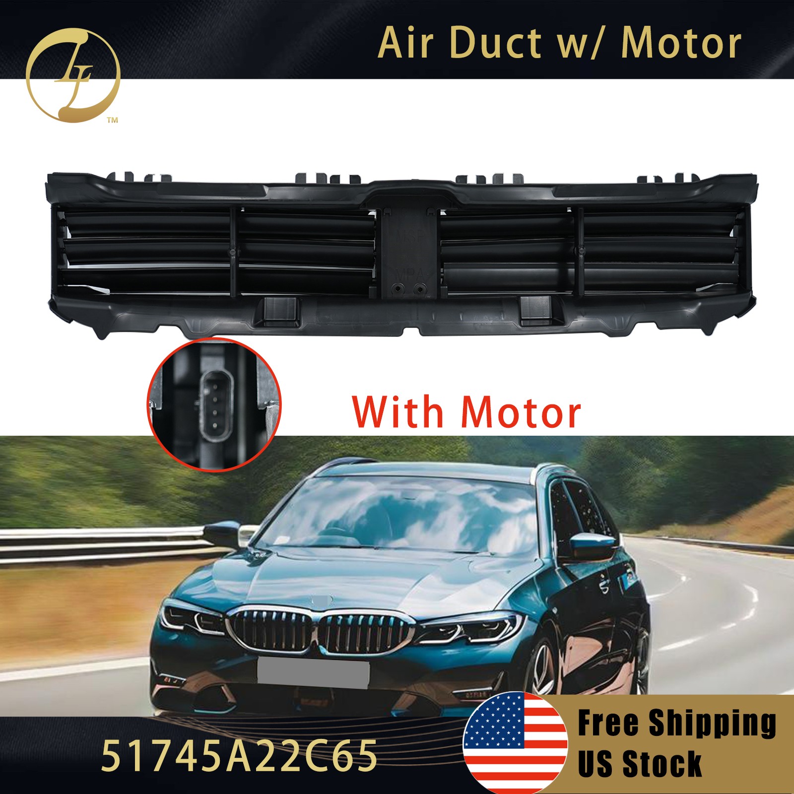 Air Duct With Air Flap Control For 2019-2025 BMW 330e 330i M340i 51745A22C65