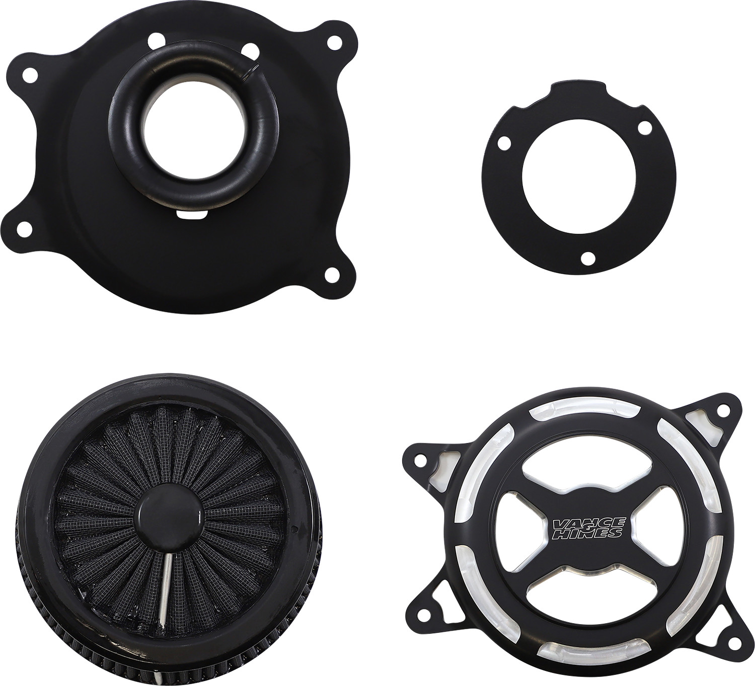Vance & Hines Black Contrast VO2 X Performance V-Twin Air Cleaner Kit 42343