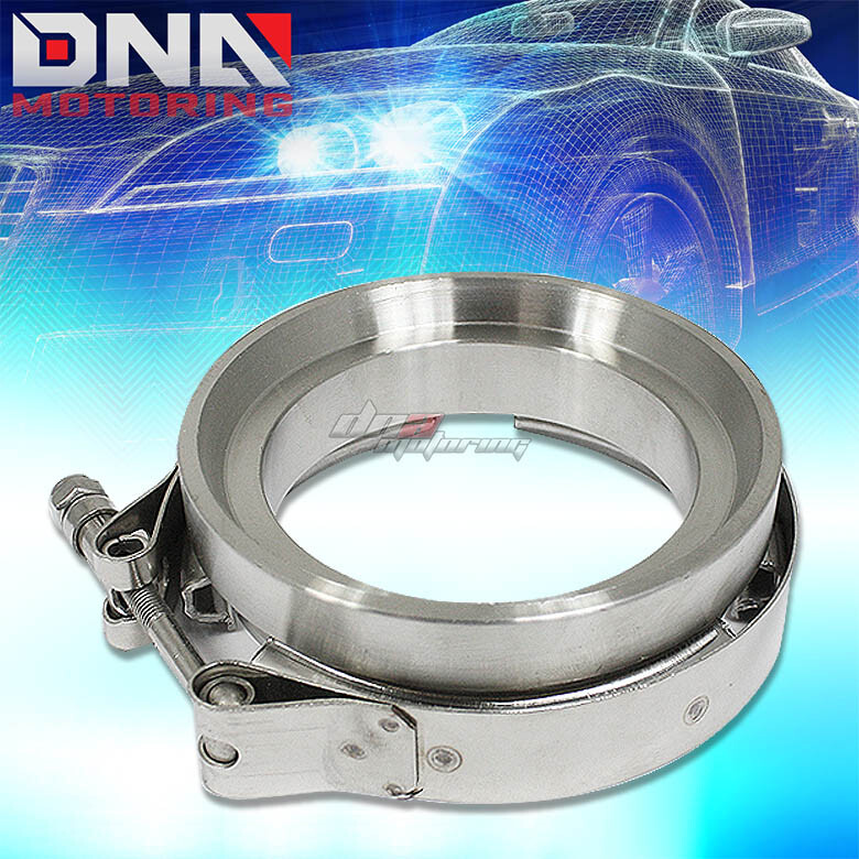 GT45 T304 STAINLESS STEEL V-BAND TURBO/TURBOCHARGER ELBOW DOWNPIPE CLAMP+FLANGE