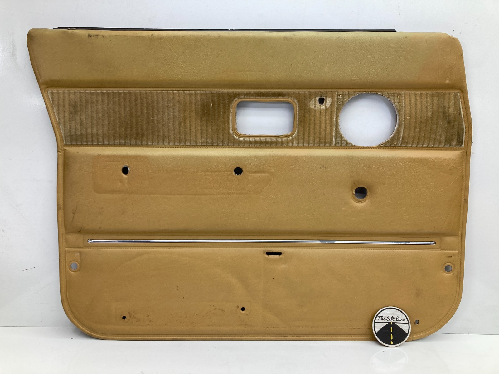 86-93 Volvo 240 244 Tan Leather Beige LH Front Driver Door Card Manual Window OE