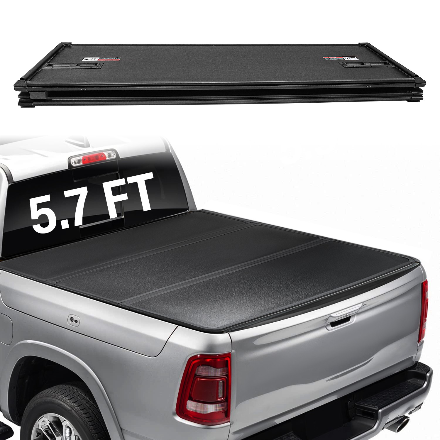 5.7FT Hard Tri-fold Truck Tonneau Cover For 2009-2025 Dodge Ram 1500 w/o RamBox 5.7FT Hard Tri-fold Truck Tonneau Cover For 2009-2025 Dodge Ram 1500 w/o RamBox
