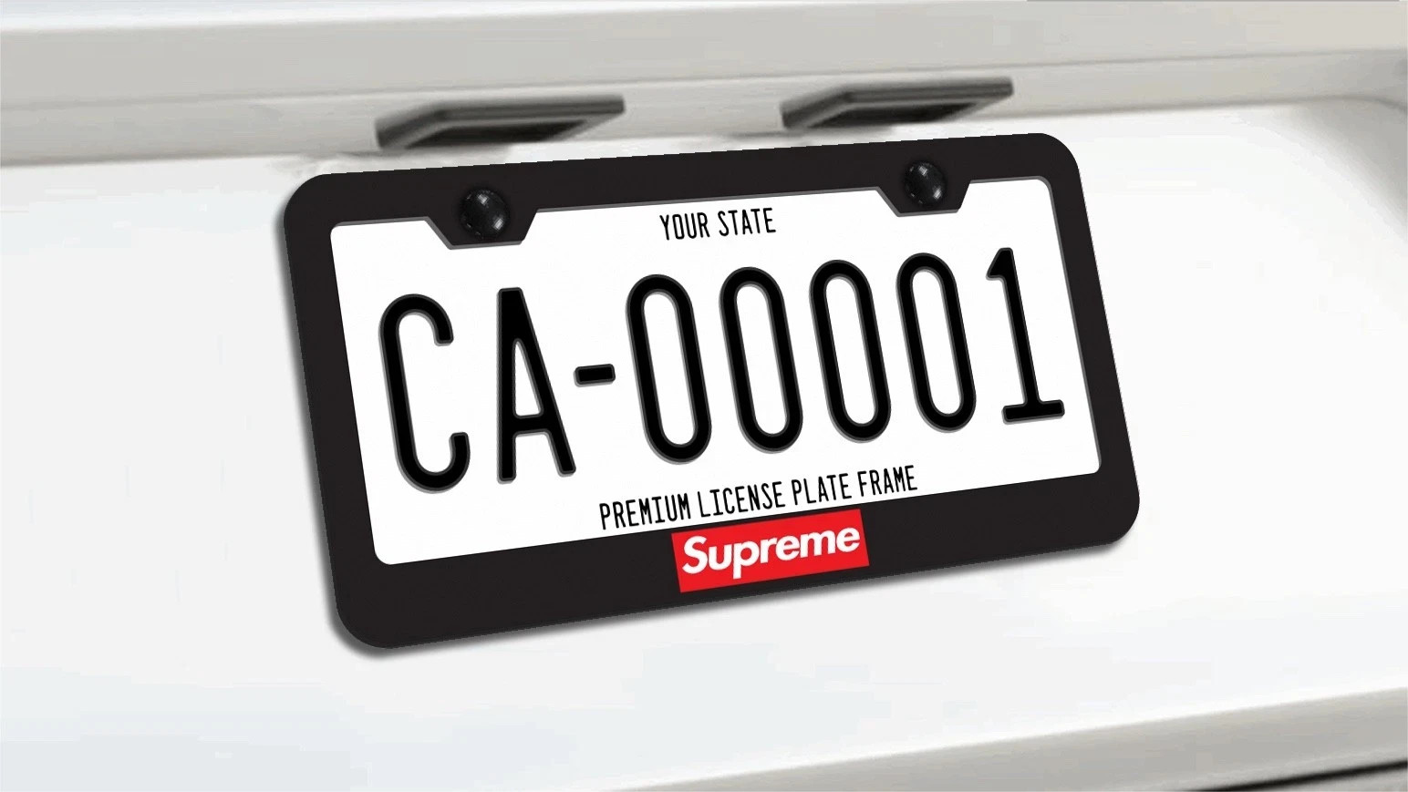 SUPREME [Original Edition] License Plate Frame Black Metal | Flashy Unique USA