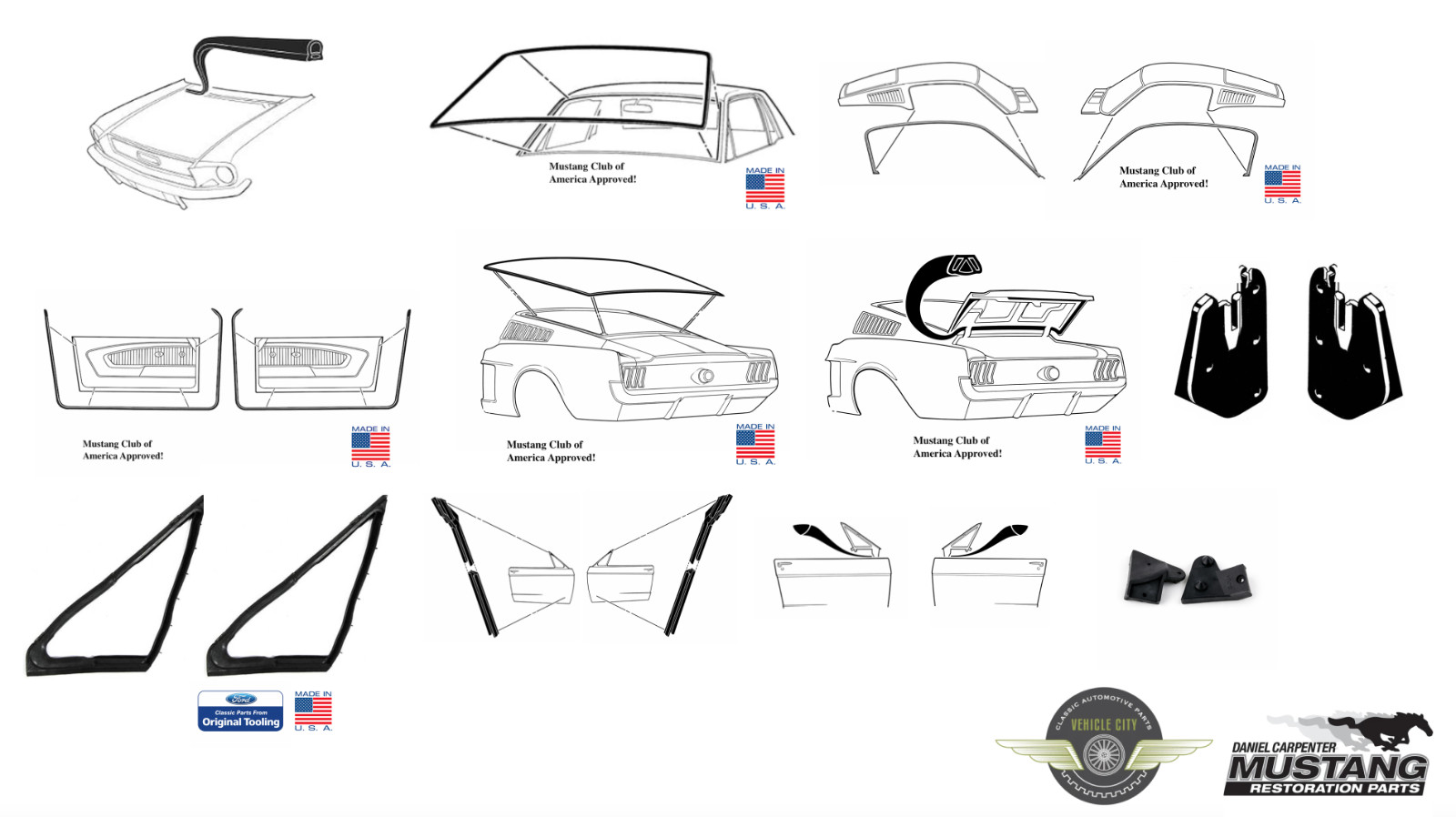 1967-1968 Ford Mustang Fastback Premium Weatherstrip Seal Kit