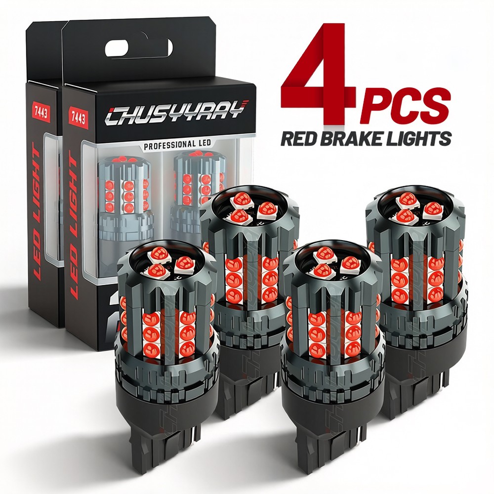 4PCS 7443 7440 Brake Tail Stop Light Red Flash Strobe Blinking LED Bulbs US