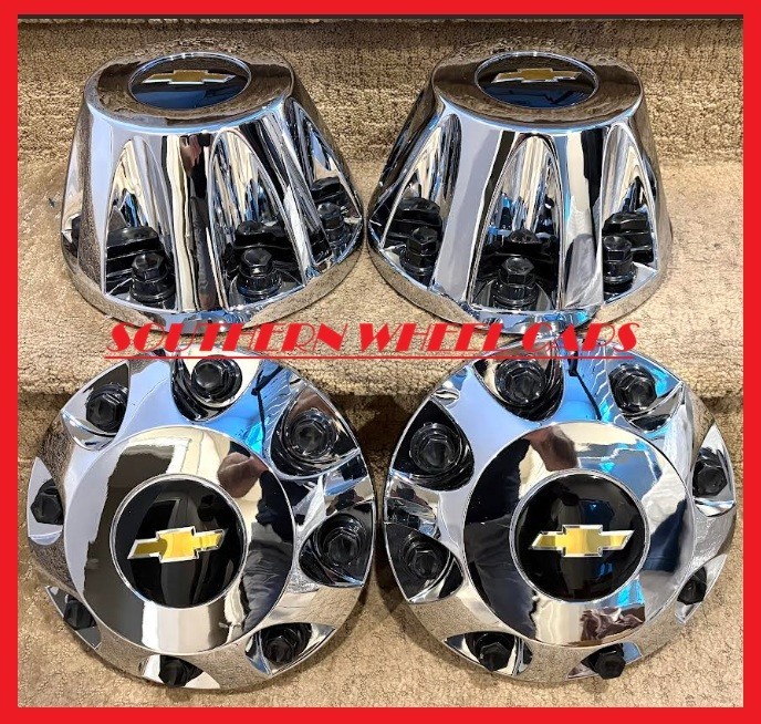 4X SET for 11-2024 Silverado Dually Wheel Center Cap Front & Rear Dual Hub Caps