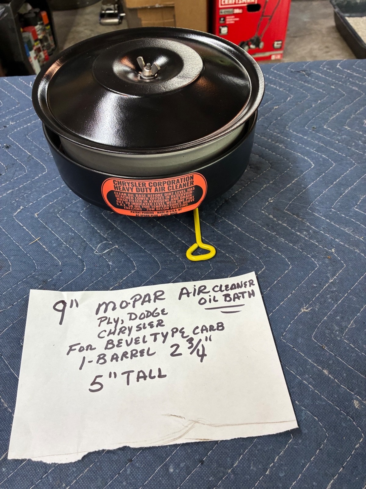 Vintage 9\'\' air cleaner oil bath 1-barrel MO-PAR Plymouth,Dodge Vintage 9\'\' air cleaner oil bath 1-barrel MO-PAR Plymouth,Dodge
