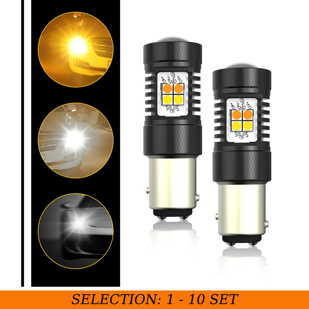 2-20X Switchback LED Bulbs Amber White Lamp AUXITO DRL Turn Signal Parking Light