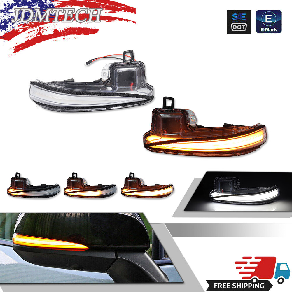 Sequential LED Amber/White Side Mirror Signal Light For 19-23 RAV4, 16-23 Tacoma