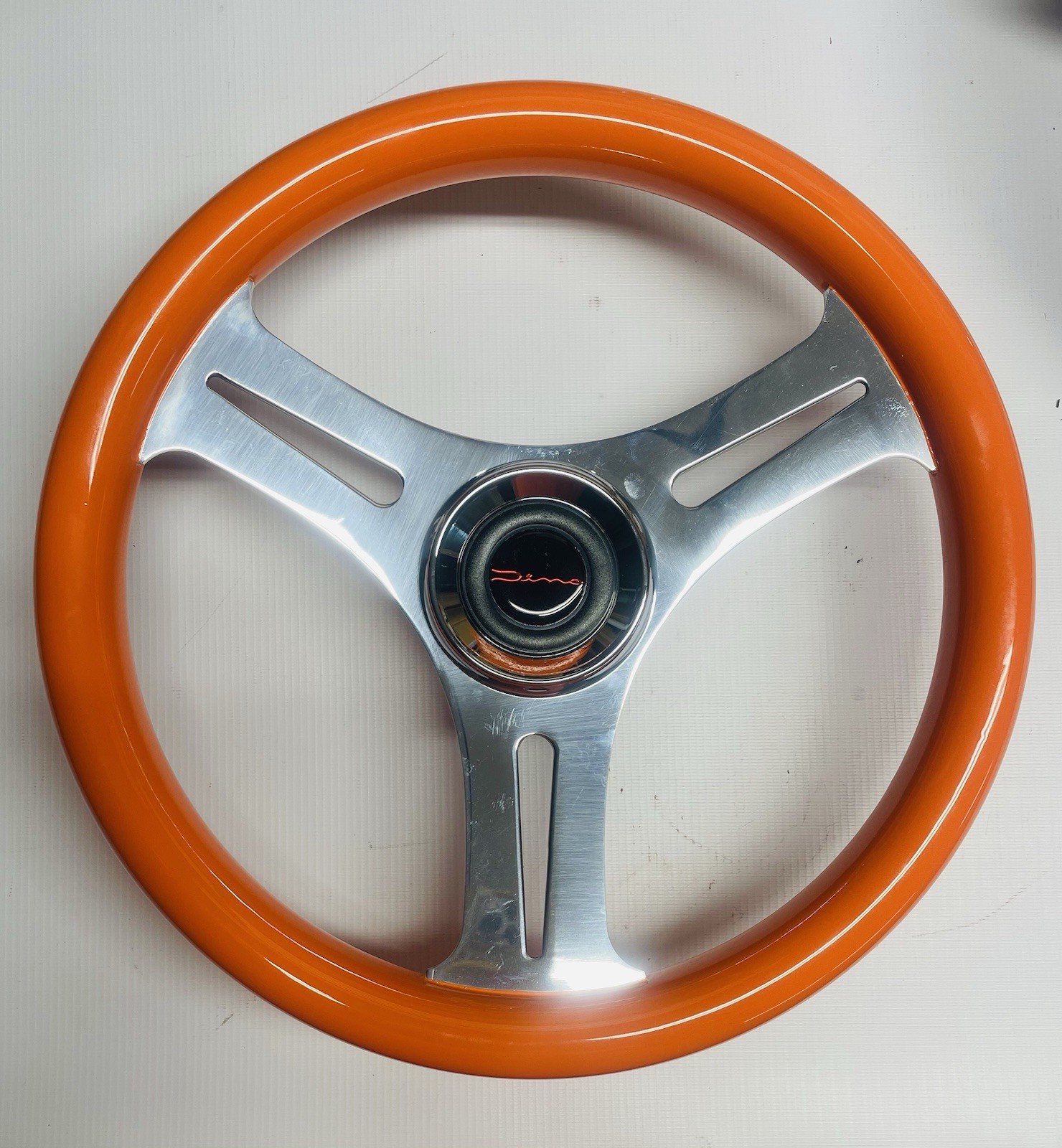 Go- Fast Bright Orange Gloss 13 INCH Dino MARINE BOAT STEERING WHEEL And Hub