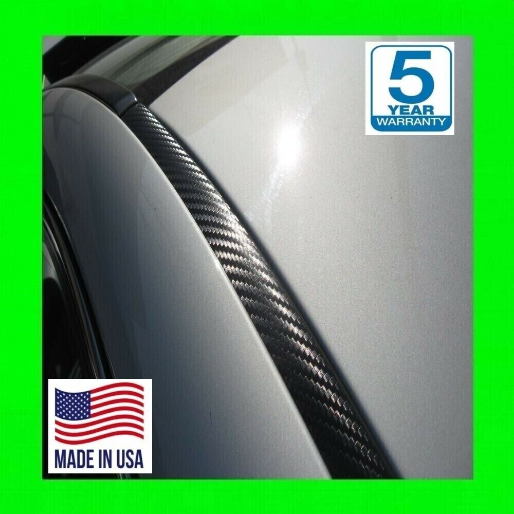 FITS GENESIS BLACK CARBON FIBER 2PC ROOF TOP TRIM DRIP MOLDINGS COVERS KIT SET
